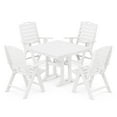 thumbnail image 1 of POLYWOOD Nautical Highback 5-Piece Farmhouse Trestle Dining Set in White, 1 of 1
