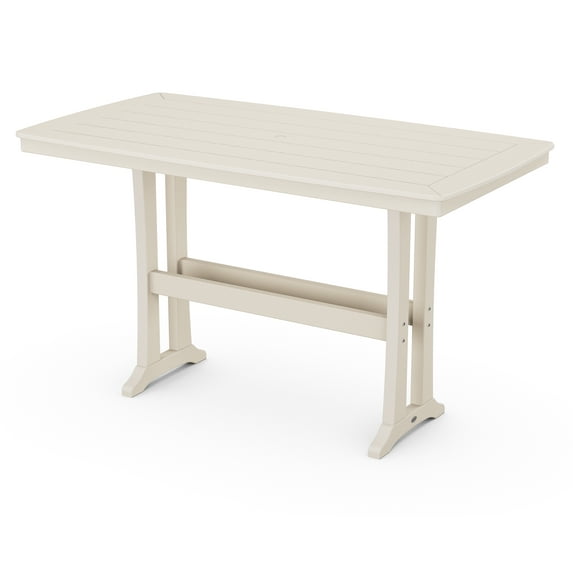POLYWOOD Nautical Trestle 38" x 73" Bar Table in Sand