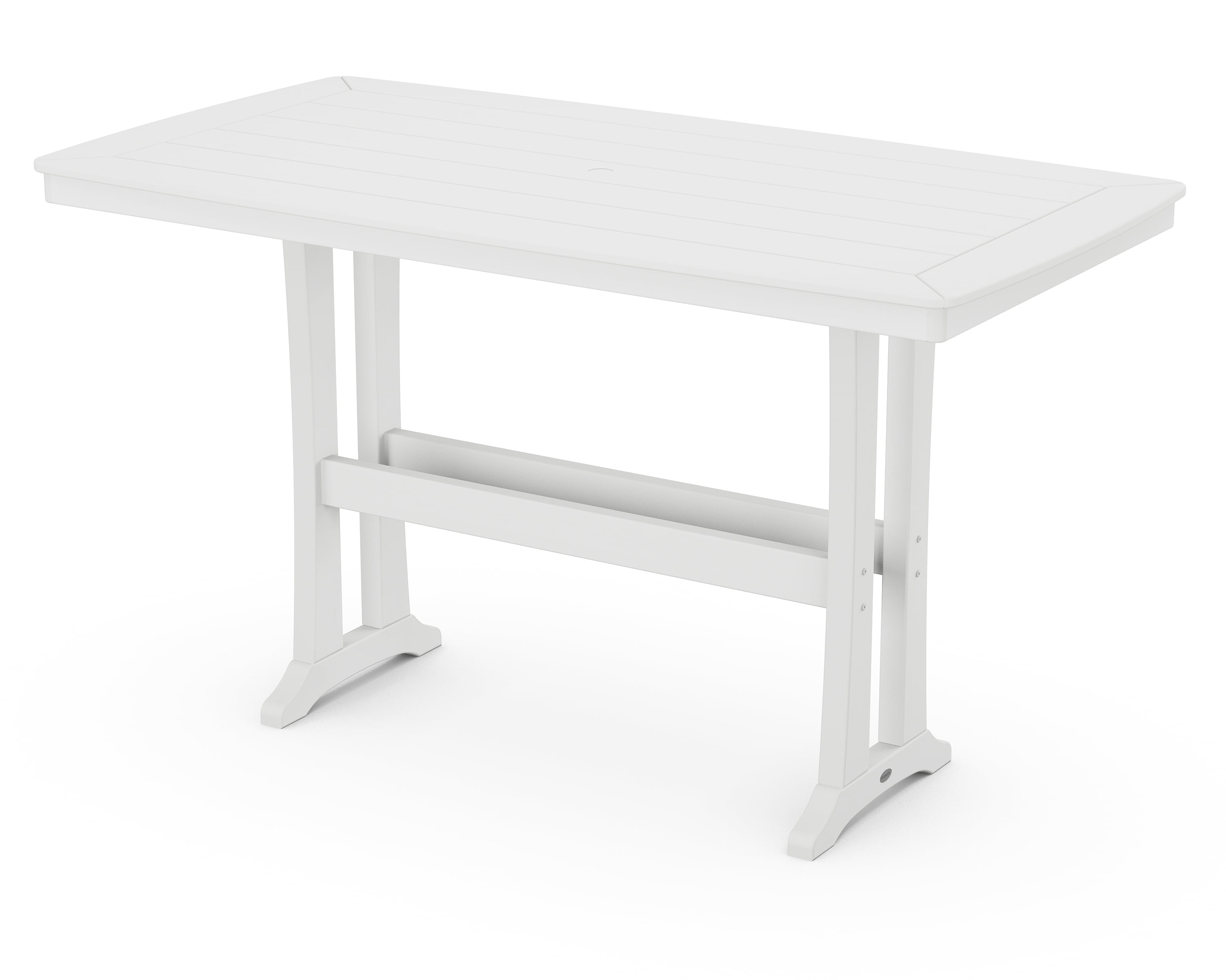 White Nautical Trestle 38" x 73" All-Weather Bar Table