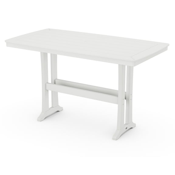 POLYWOOD Nautical Trestle 38" x 73" Bar Table in White