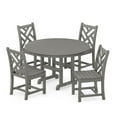 thumbnail image 1 of POLYWOOD POLYWOOD Chippendale 5 Piece Round Dining Set Classic Plastic Outdoor Slate Grey, 1 of 2
