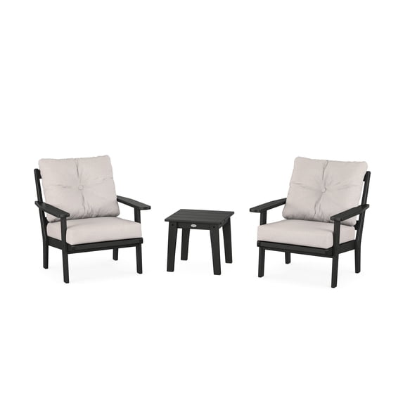 POLYWOOD® Prairie 3-Piece Deep Seating Set in Black / Dune Burlap