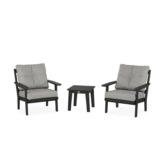 POLYWOOD Prairie 3-Piece Deep Seating Set in Black / Grey Mist