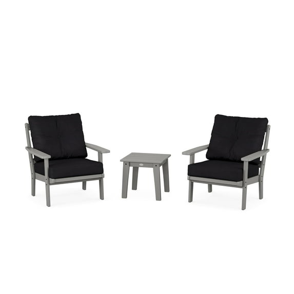 POLYWOOD® Prairie 3-Piece Deep Seating Set in Slate Grey / Midnight Linen