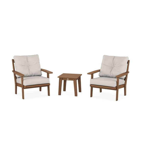 POLYWOOD Prairie 3-Piece Deep Seating Set in Teak / Dune Burlap