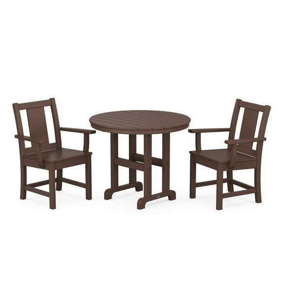 POLYWOOD Prairie 3-Piece Farmhouse Dining Set in Mahogany