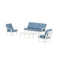 thumbnail image 1 of POLYWOOD® Prairie 4-Piece Deep Seating Set with Sofa in White / Sky Blue, 1 of 1