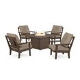thumbnail image 1 of POLYWOOD® Prairie 5-Piece Deep Seating Set with Fire Pit Table in Mahogany / Spiced Burlap, 1 of 1