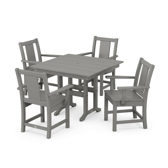 POLYWOOD Prairie 5-Piece Farmhouse Dining Set in Slate Grey