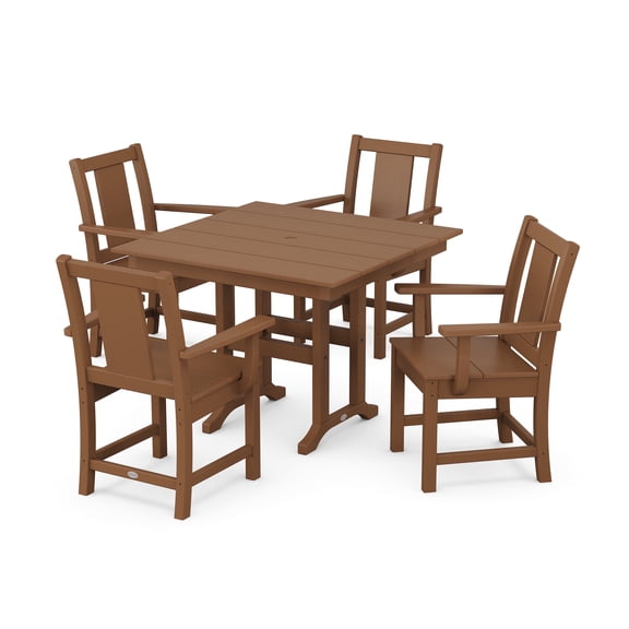POLYWOOD Prairie 5-Piece Farmhouse Dining Set in Teak