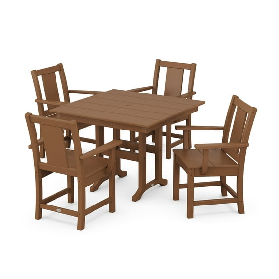 POLYWOOD® Prairie 5-Piece Farmhouse Dining Set in Teak
