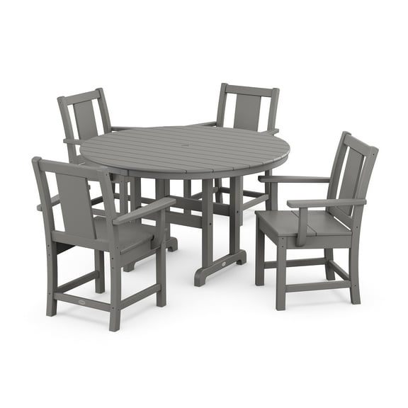 POLYWOOD Prairie 5-Piece Round Farmhouse Dining Set in Slate Grey