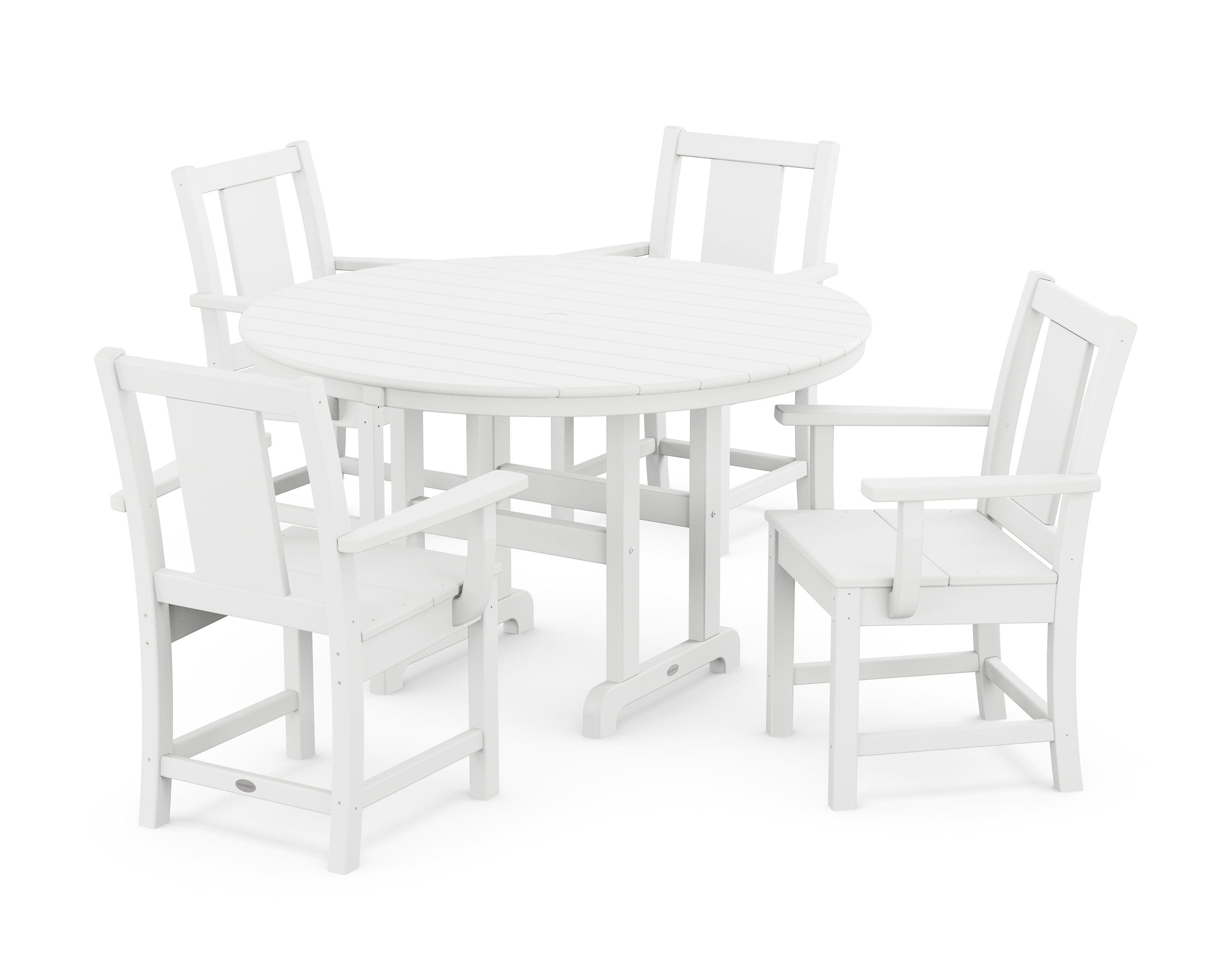 White HDPE 4-Person Round Farmhouse Dining Set