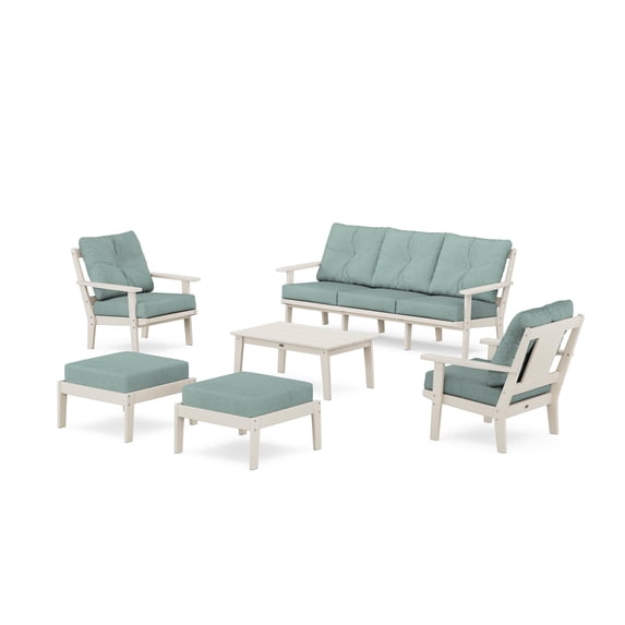 POLYWOOD® Prairie 6-Piece Lounge Sofa Set in Sand / Glacier Spa