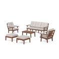 thumbnail image 1 of POLYWOOD Prairie 6-Piece Lounge Sofa Set in Teak / Dune Burlap, 1 of 1
