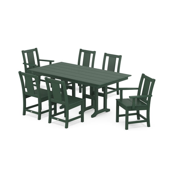 POLYWOOD® Prairie 7-Piece Farmhouse Dining Set in Green