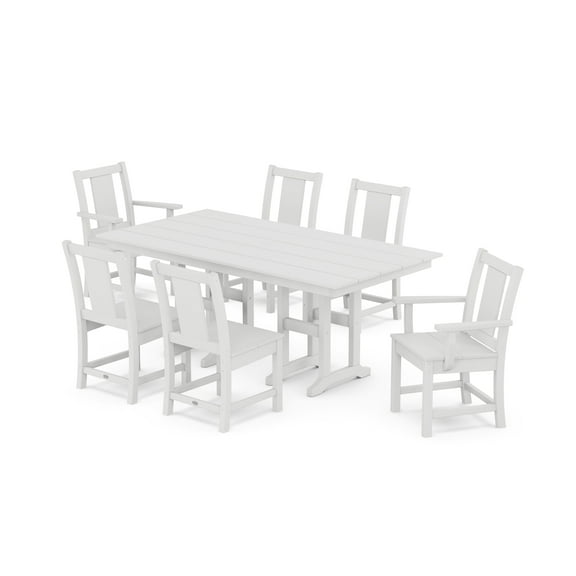 POLYWOOD Prairie 7-Piece Farmhouse Dining Set in White