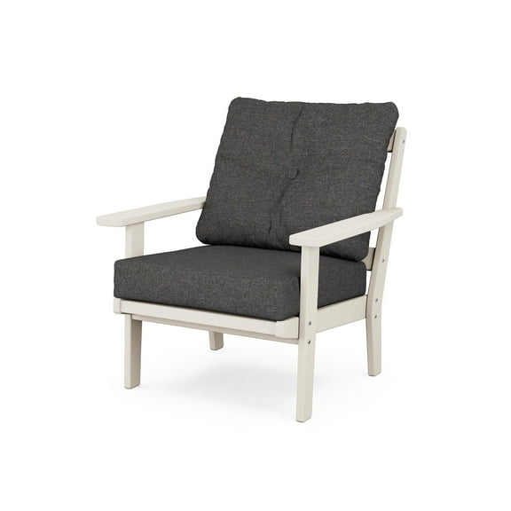 POLYWOOD Prairie Deep Seating Chair in Sand / Ash Charcoal