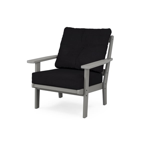 POLYWOOD® Prairie Deep Seating Chair in Slate Grey / Midnight Linen