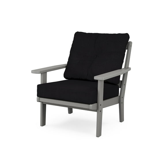 POLYWOOD Prairie Deep Seating Chair in Slate Grey / Midnight Linen