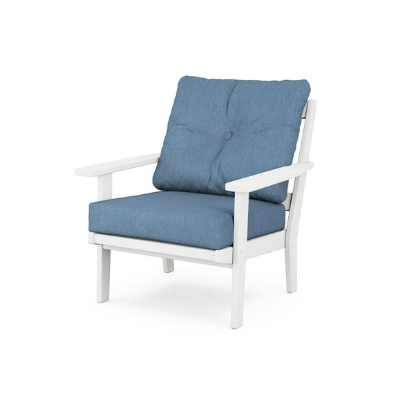 POLYWOOD Prairie Deep Seating Chair in White / Sky Blue