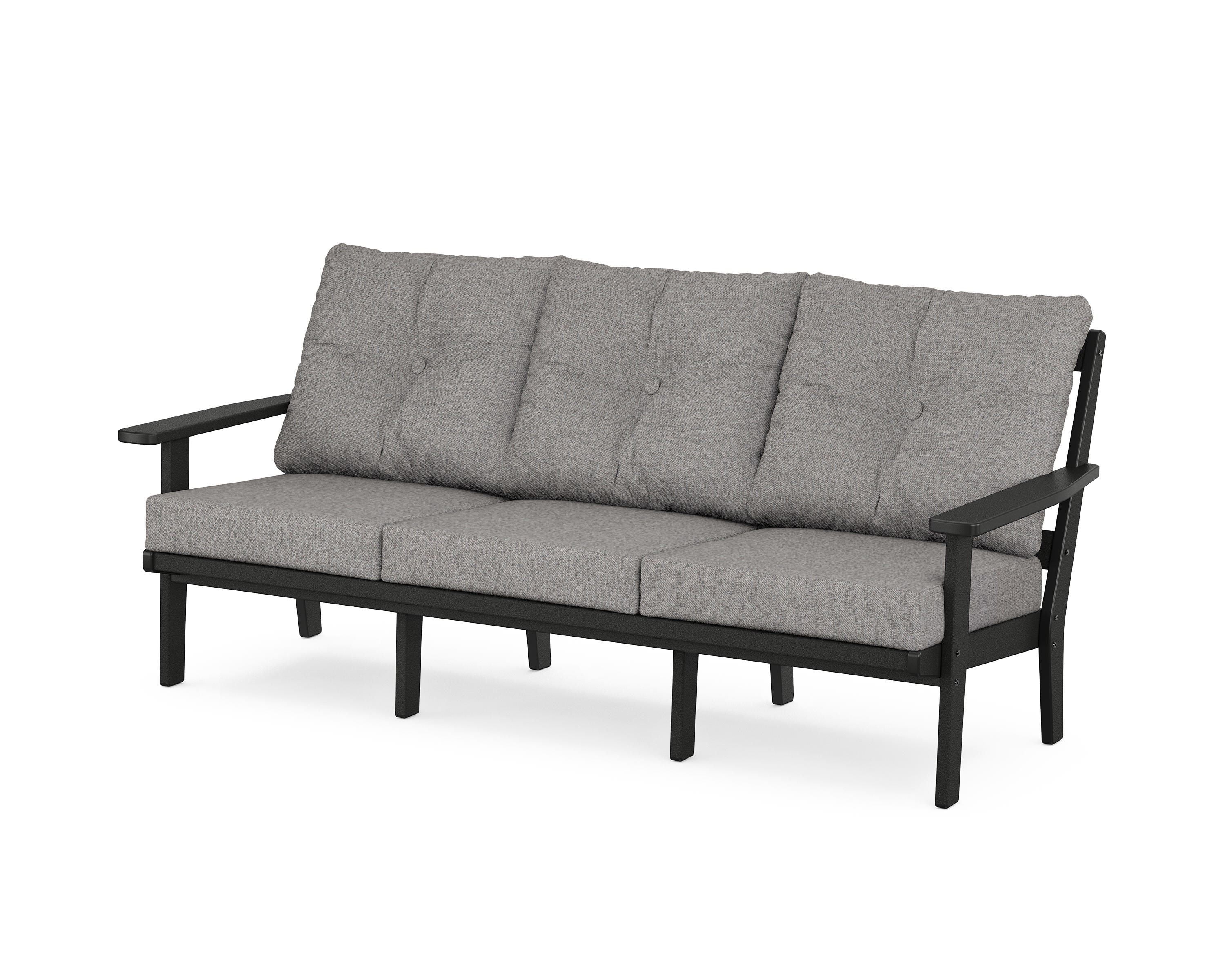POLYWOOD Prairie Deep Seating Sofa in Black / Grey Mist