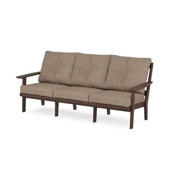 POLYWOOD Prairie Deep Seating Sofa in Mahogany / Spiced Burlap