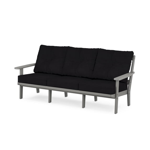 POLYWOOD Prairie Deep Seating Sofa in Slate Grey / Midnight Linen