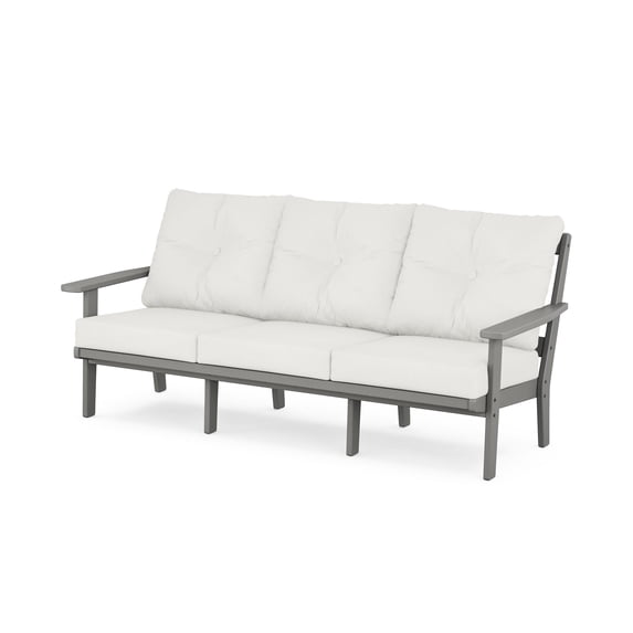 POLYWOOD Prairie Deep Seating Sofa in Slate Grey / Natural Linen