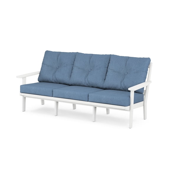 POLYWOOD Prairie Deep Seating Sofa in White / Sky Blue