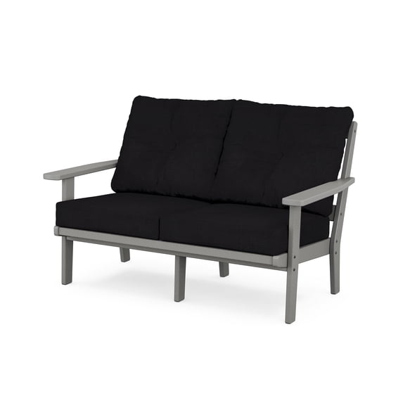 POLYWOOD Prairie Deep Seating Loveseat in Slate Grey / Midnight Linen