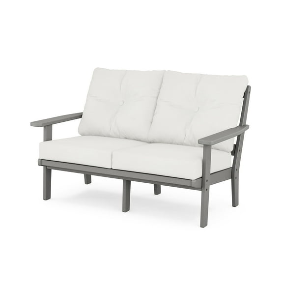 POLYWOOD Prairie Deep SeatingLoveseat in Slate Grey / Natural Linen