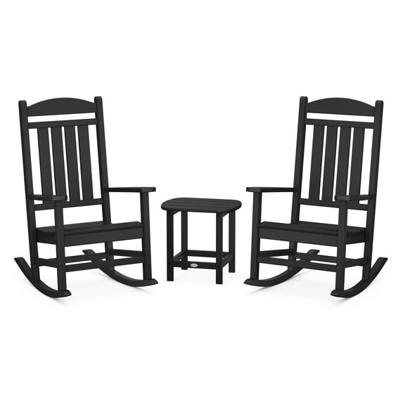 POLYWOOD Presidential Rocker 3-Piece Set in Black