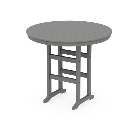POLYWOOD® 48" Round Farmhouse Bar Table in Slate Grey