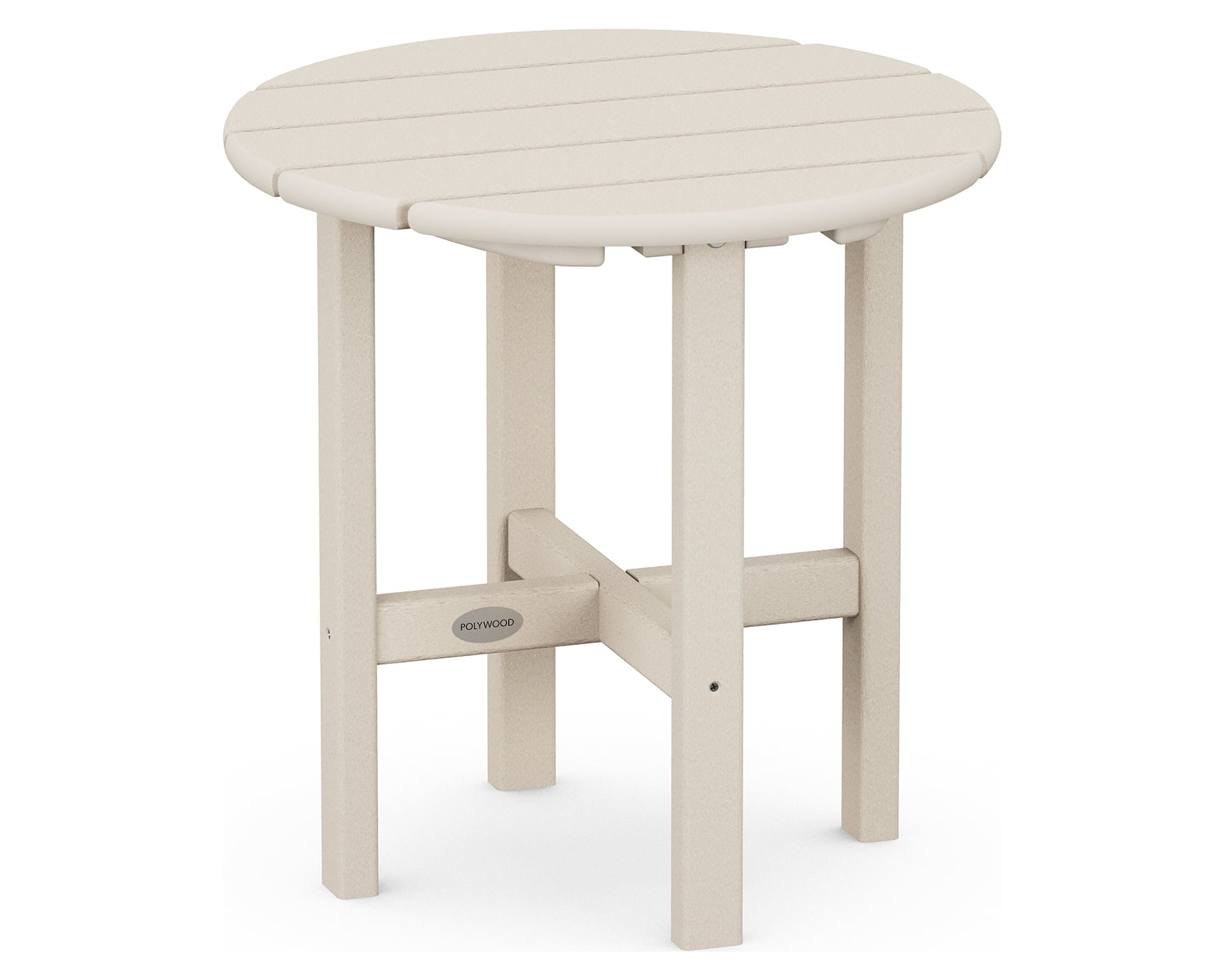 Beige 18" Round Polywood Outdoor Side Table