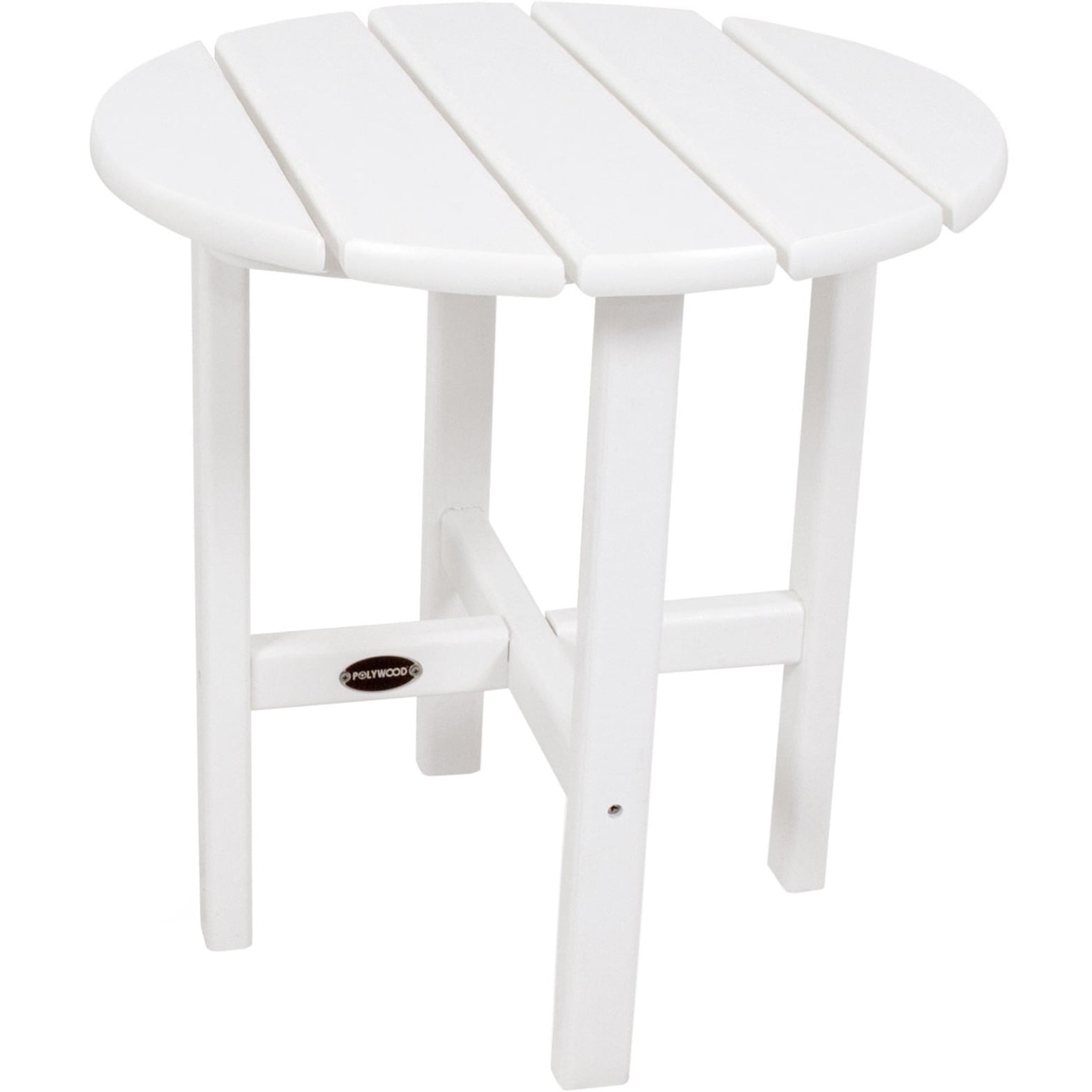 White 18" Round Polywood Outdoor Side Table