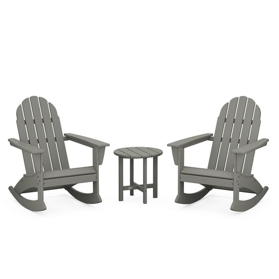 POLYWOOD Vineyard 3-Piece Adirondack Rocking Chair Set in Slate Grey