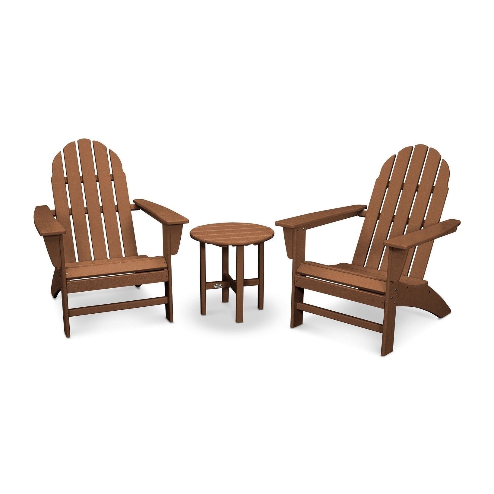 Teak 3-Piece Adirondack Chair Set with Round Side Table