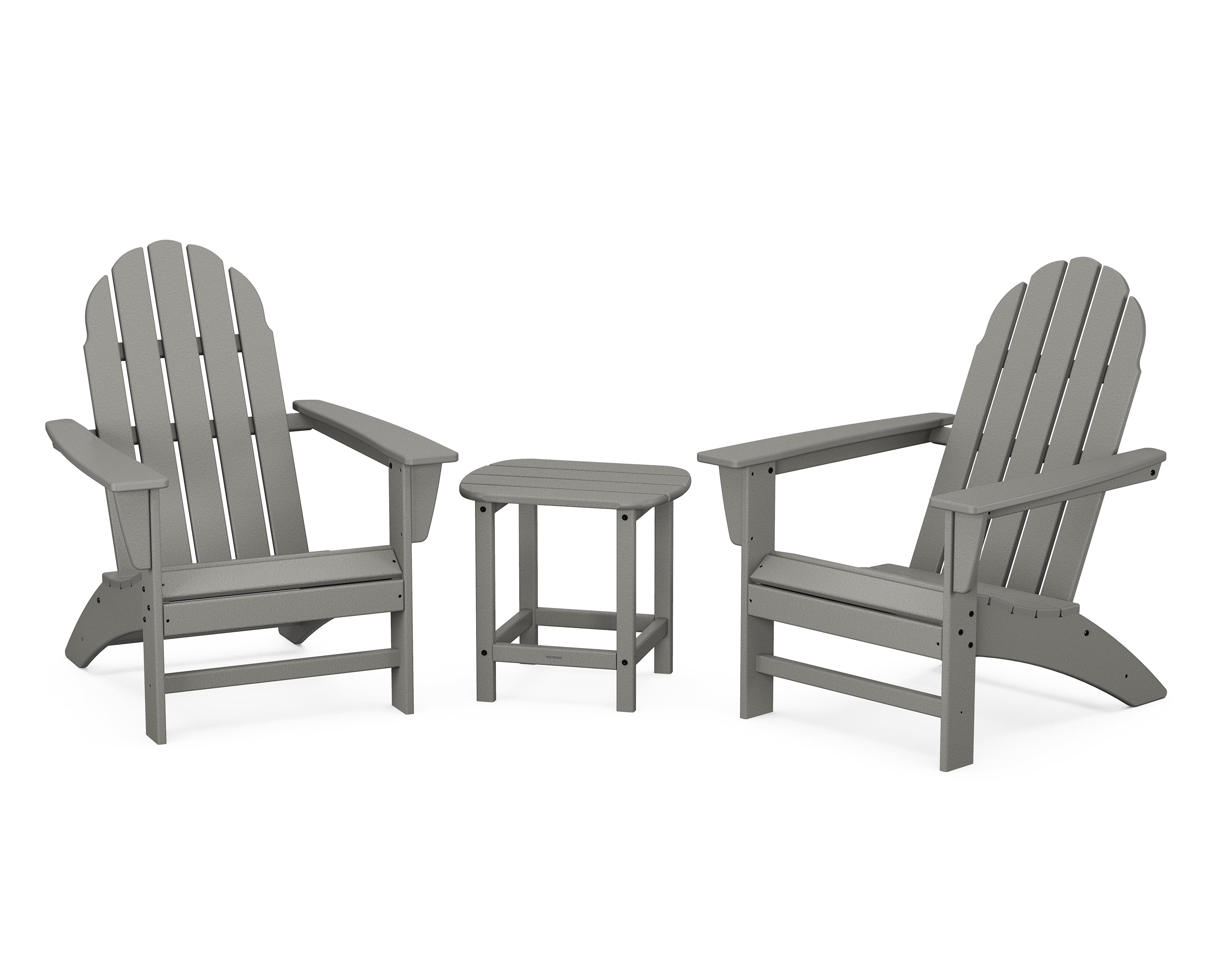 POLYWOOD Vineyard 3 Piece Adirondack Set with South Beach 18 Side Table in Slate Grey Walmart