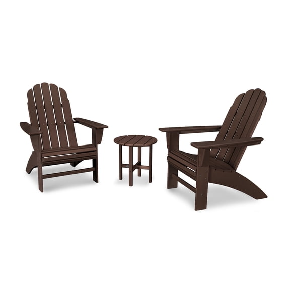 POLYWOOD Vineyard 3-Piece Curveback Adirondack Set in Mahogany