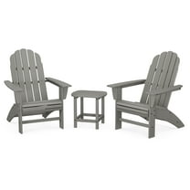 POLYWOOD Vineyard 3-Piece Curveback Adirondack Set with South Beach 18" Side Table in Slate Grey