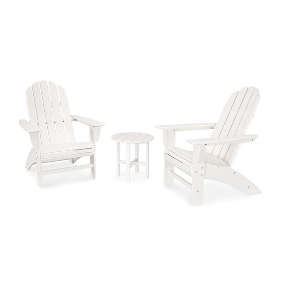 POLYWOOD Vineyard 3-Piece Curveback Outdoor Adirondack Set in White