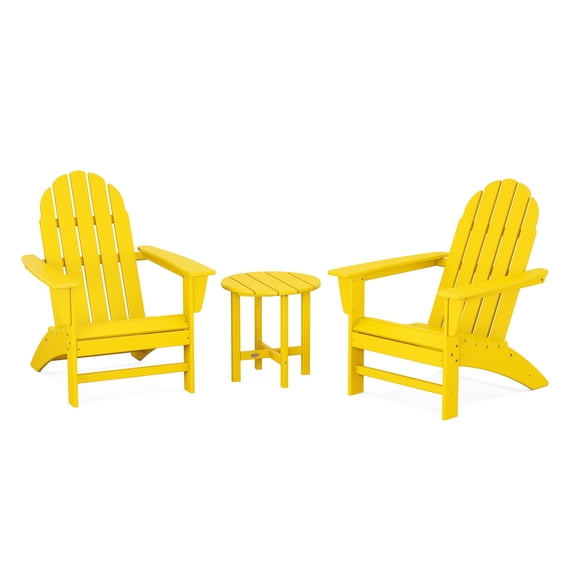 POLYWOOD Vineyard 3-Piece Outdoor Adirondack Set in Lemon
