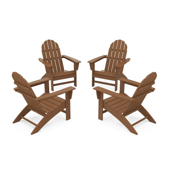 POLYWOOD Vineyard 4-Piece Adirondack Conversation Set in Teak