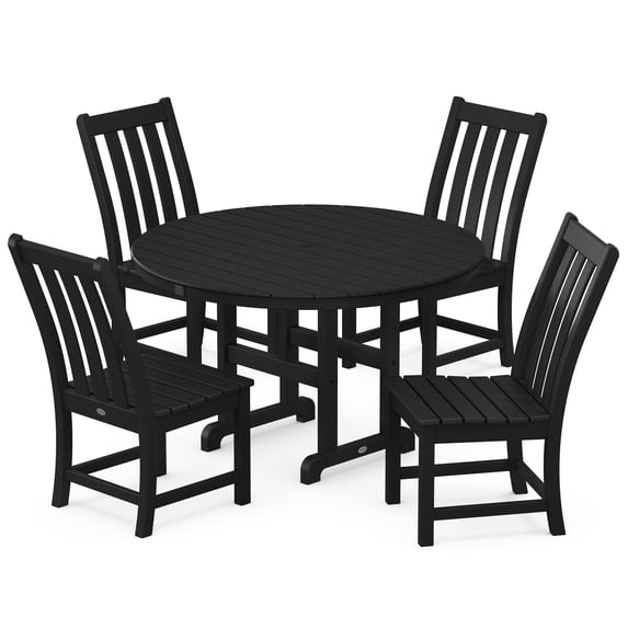 POLYWOOD Vineyard 5 Piece Classic Outdoor Dining Table Set, Black