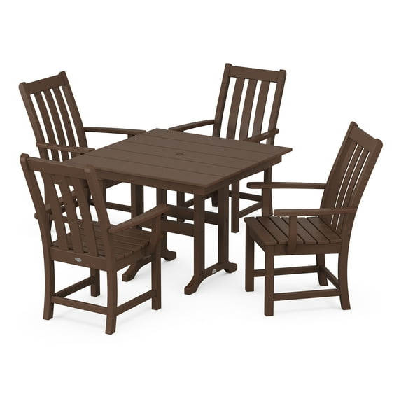 POLYWOOD Vineyard 5-Piece Farmhouse Dining Set in Mahogany