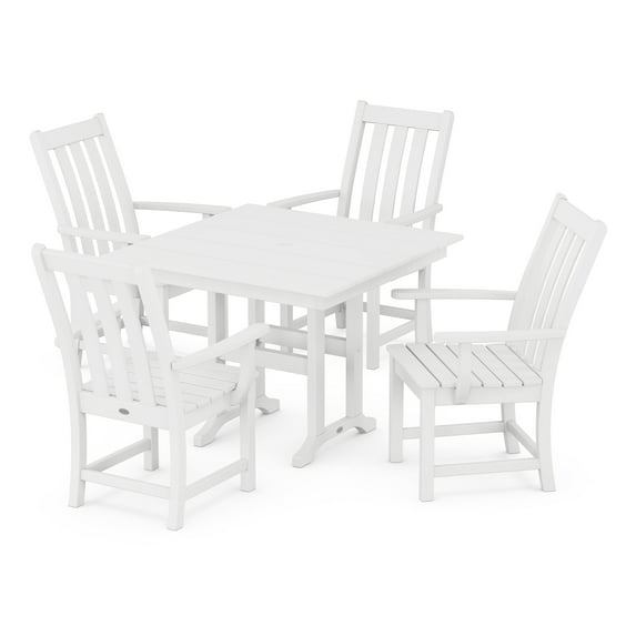POLYWOOD Vineyard 5-Piece Farmhouse Dining Set in White