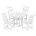 thumbnail image 1 of POLYWOOD Vineyard 5-Piece Farmhouse Trestle Side Chair Dining Set in White, 1 of 1