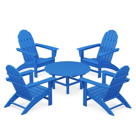 POLYWOOD Vineyard 5-Piece Outdoor Adirondack Chair Conversation Set in Pacific Blue