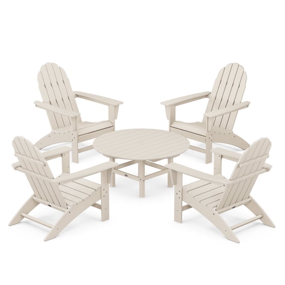 POLYWOOD Vineyard 5-Piece Outdoor Adirondack Chair Conversation Set in Sand